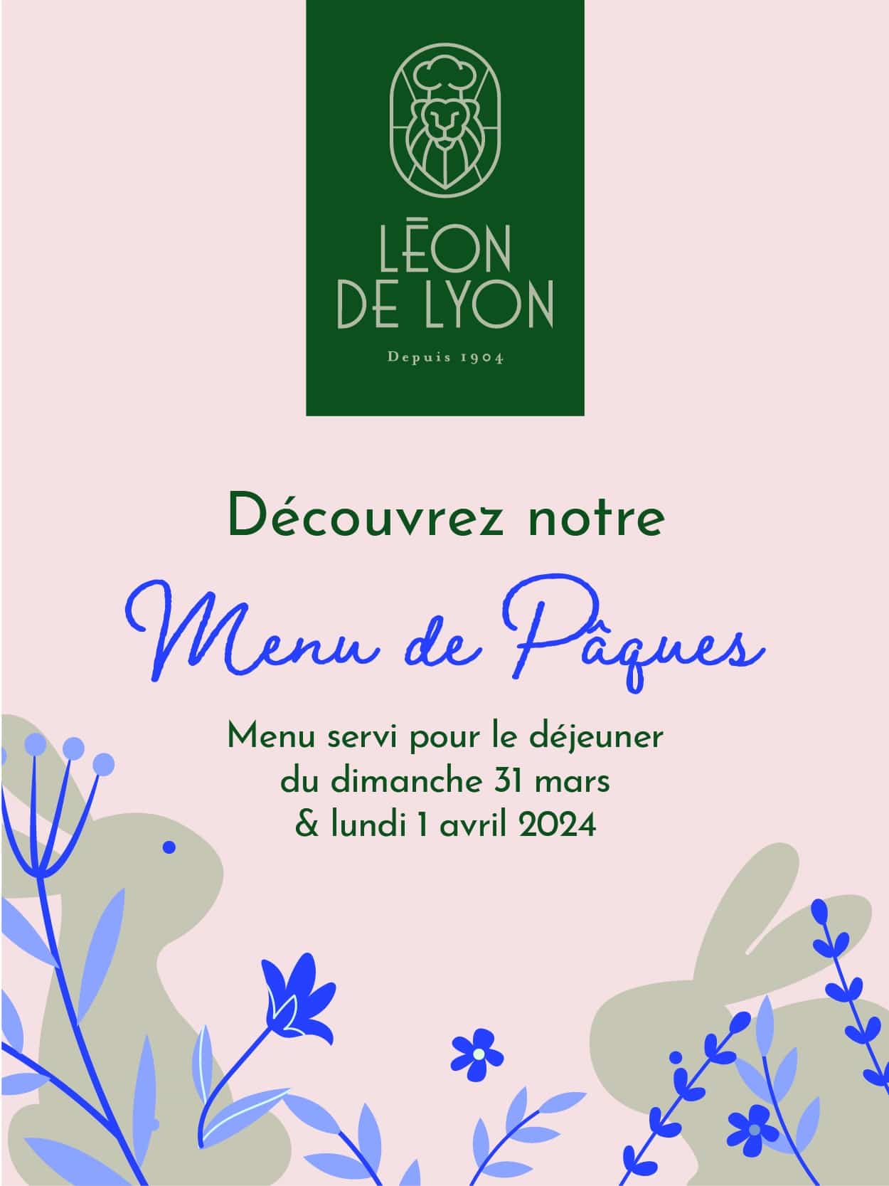 Menu de Pâques Restaurant terreaux Lyon Léon de Lyon